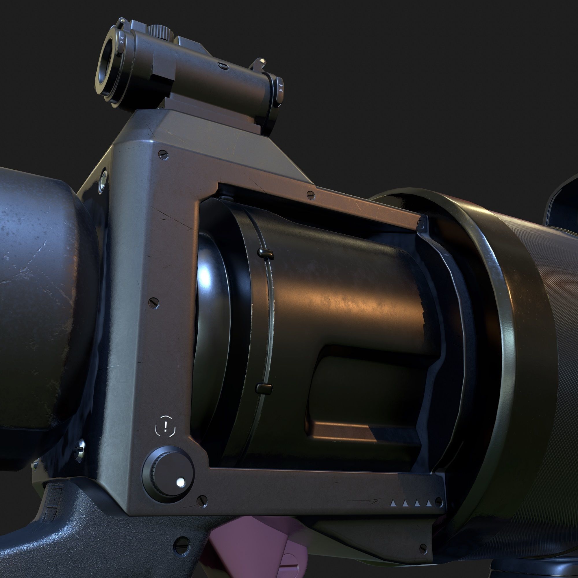 High Poly Sci-fi Revolver PBR 3D model_7