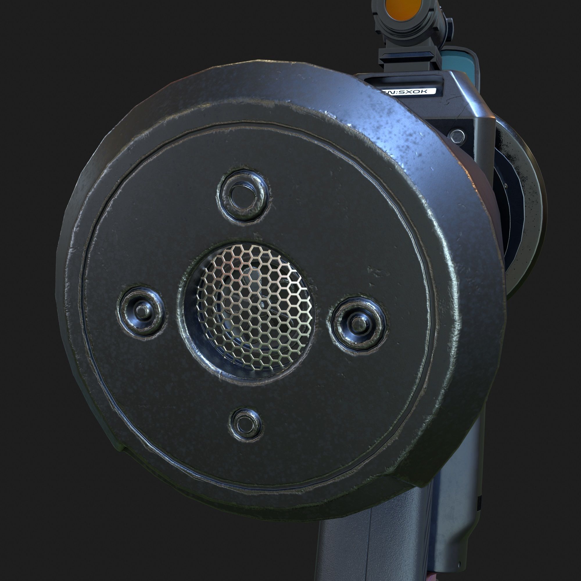 High Poly Sci-fi Revolver PBR 3D model_10