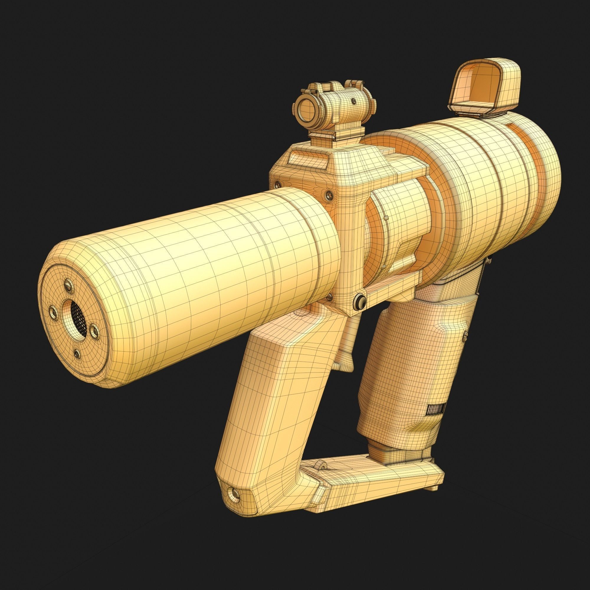 High Poly Sci-fi Revolver PBR 3D model_21