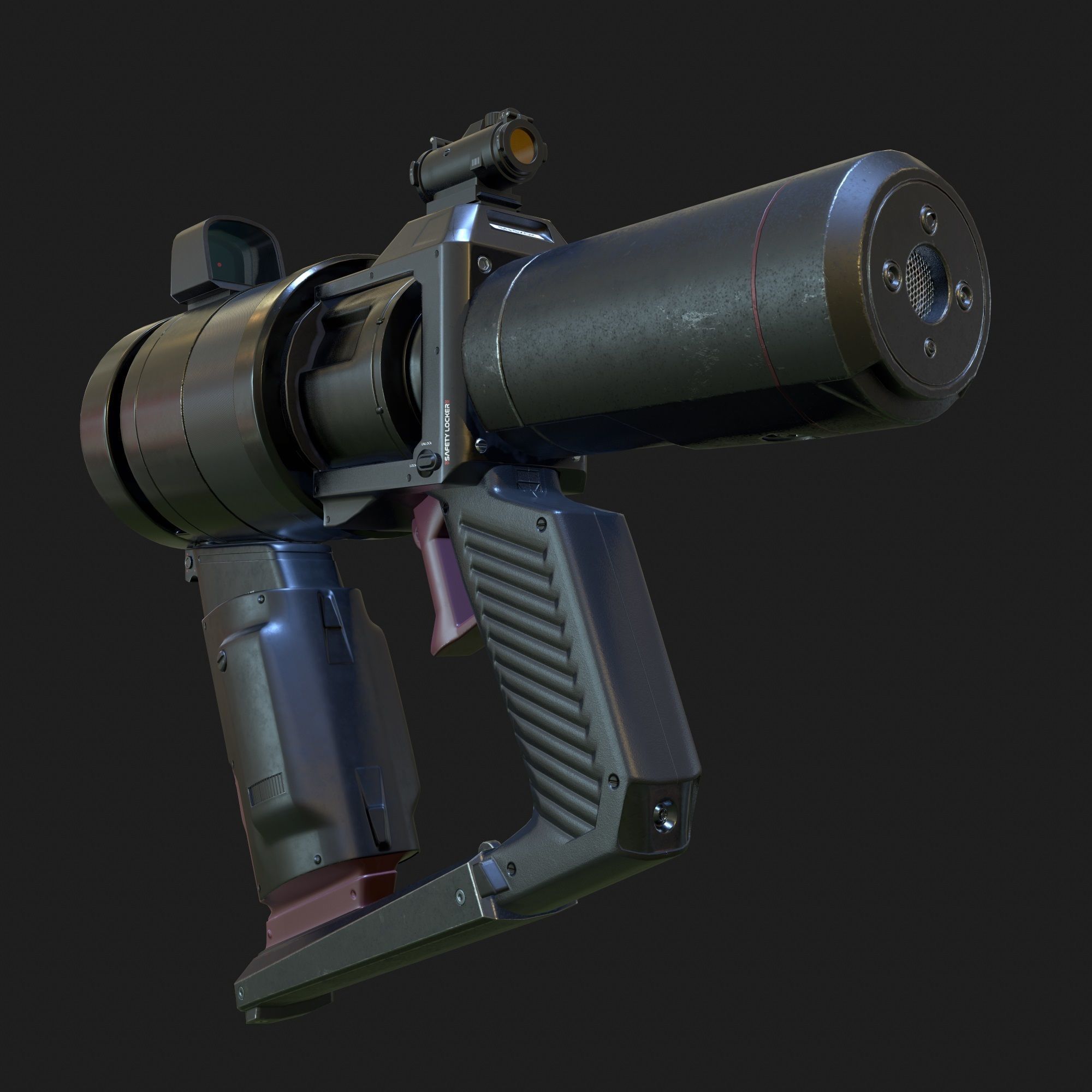 High Poly Sci-fi Revolver PBR 3D model_2