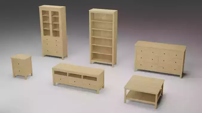 Furniture Set ikea chest of drawers Low-poly 3D model