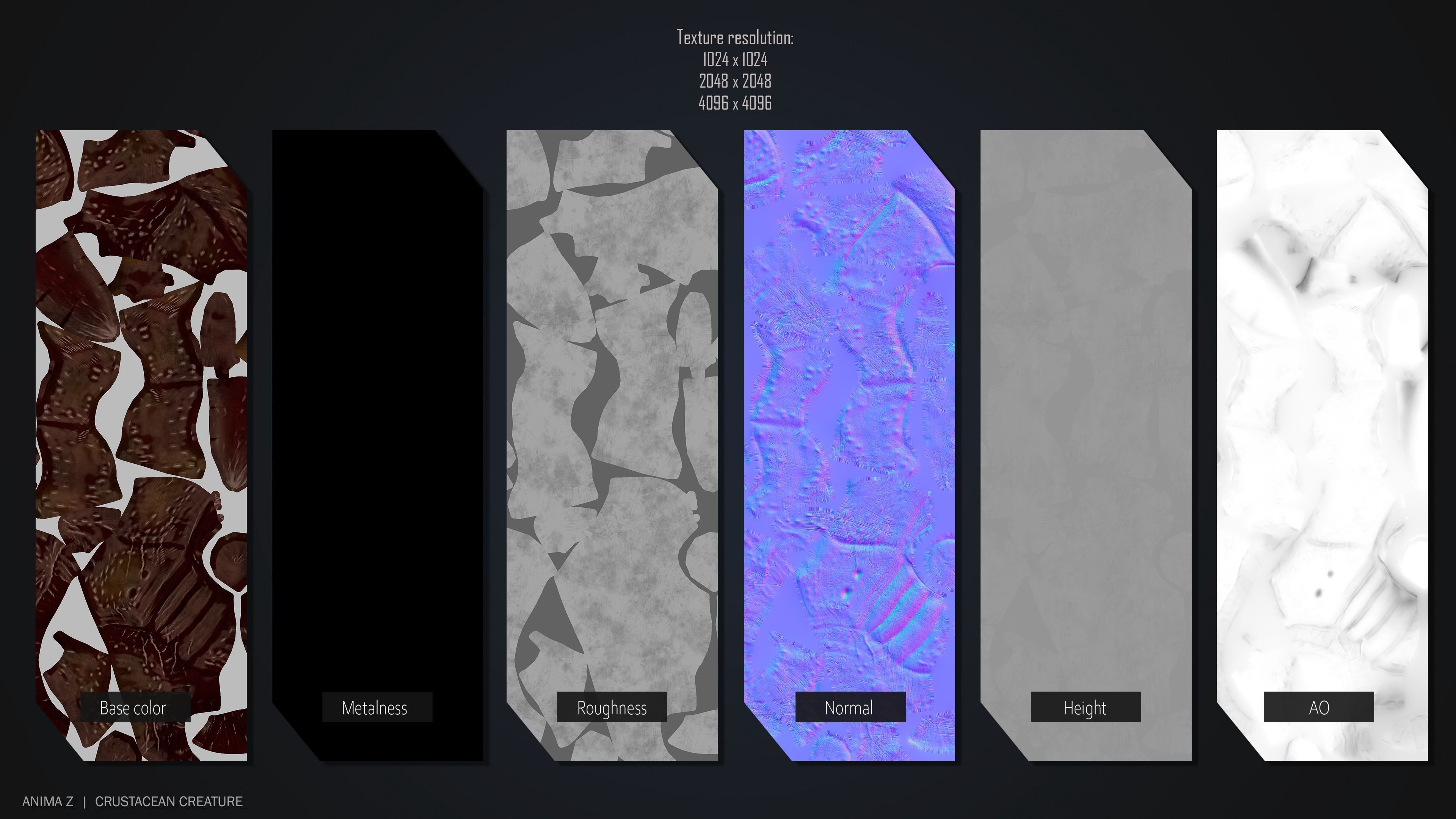 Crustacean creature Low-poly 3D model_3