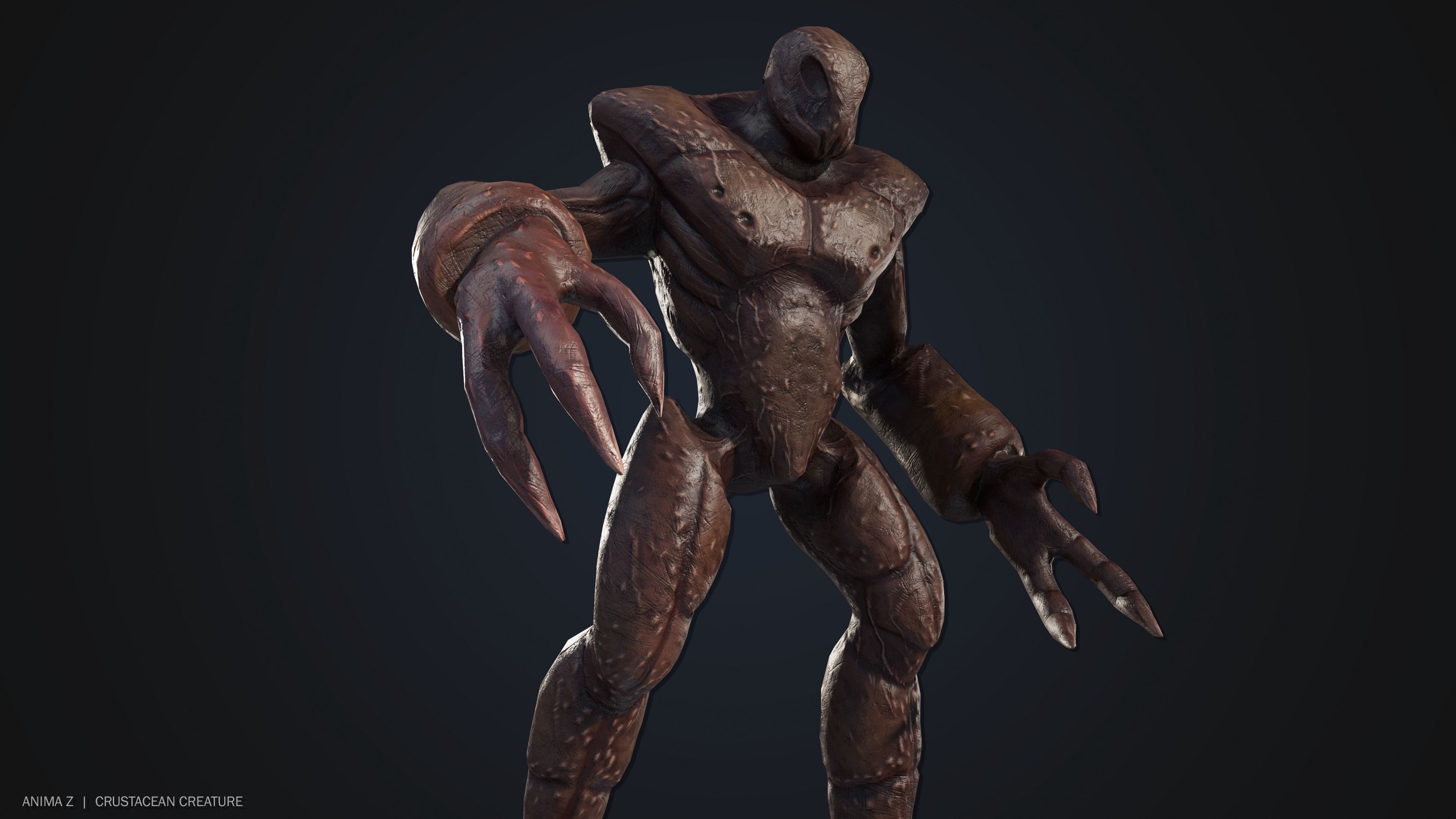 Crustacean creature Low-poly 3D model_1