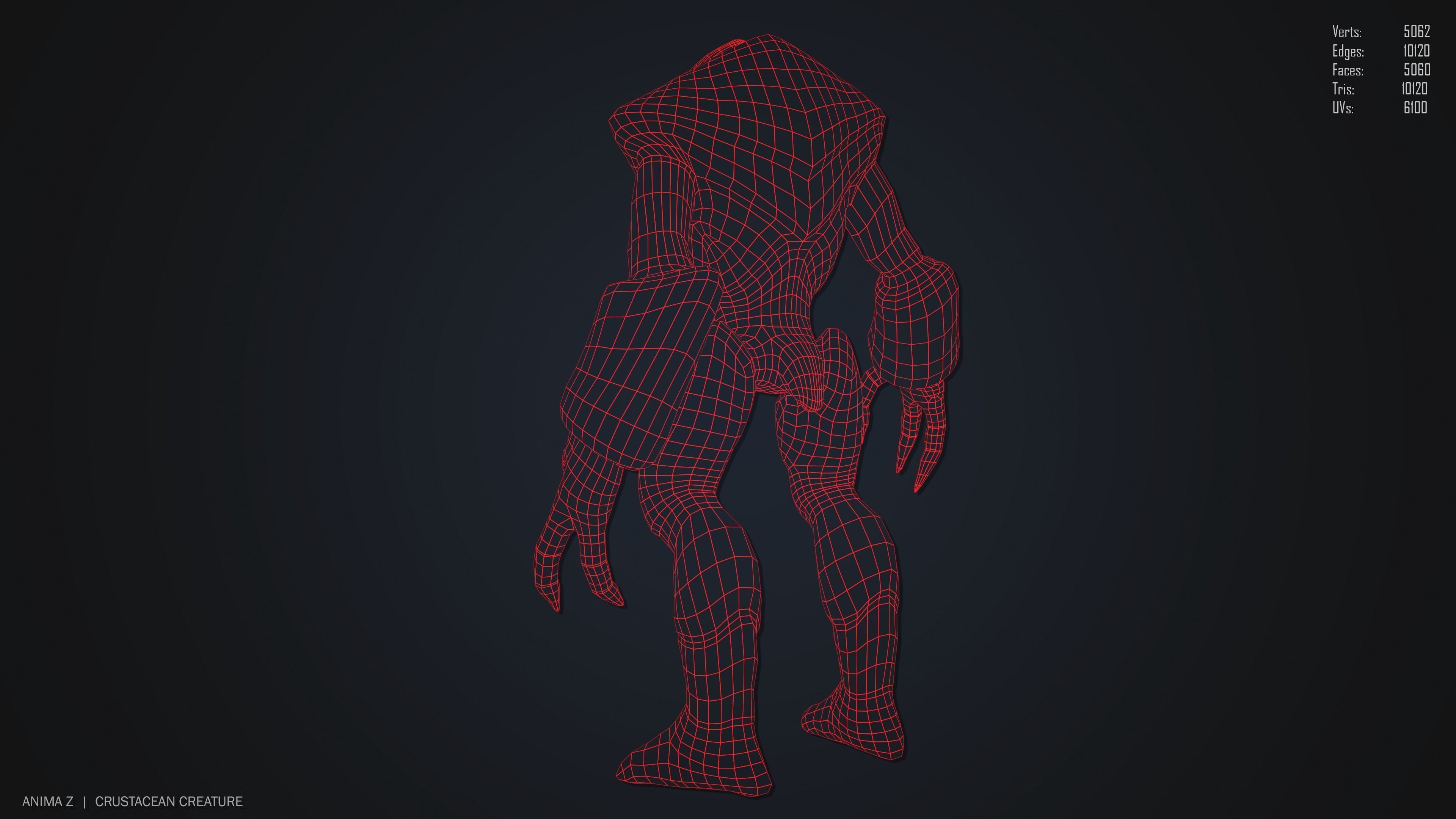 Crustacean creature Low-poly 3D model_11