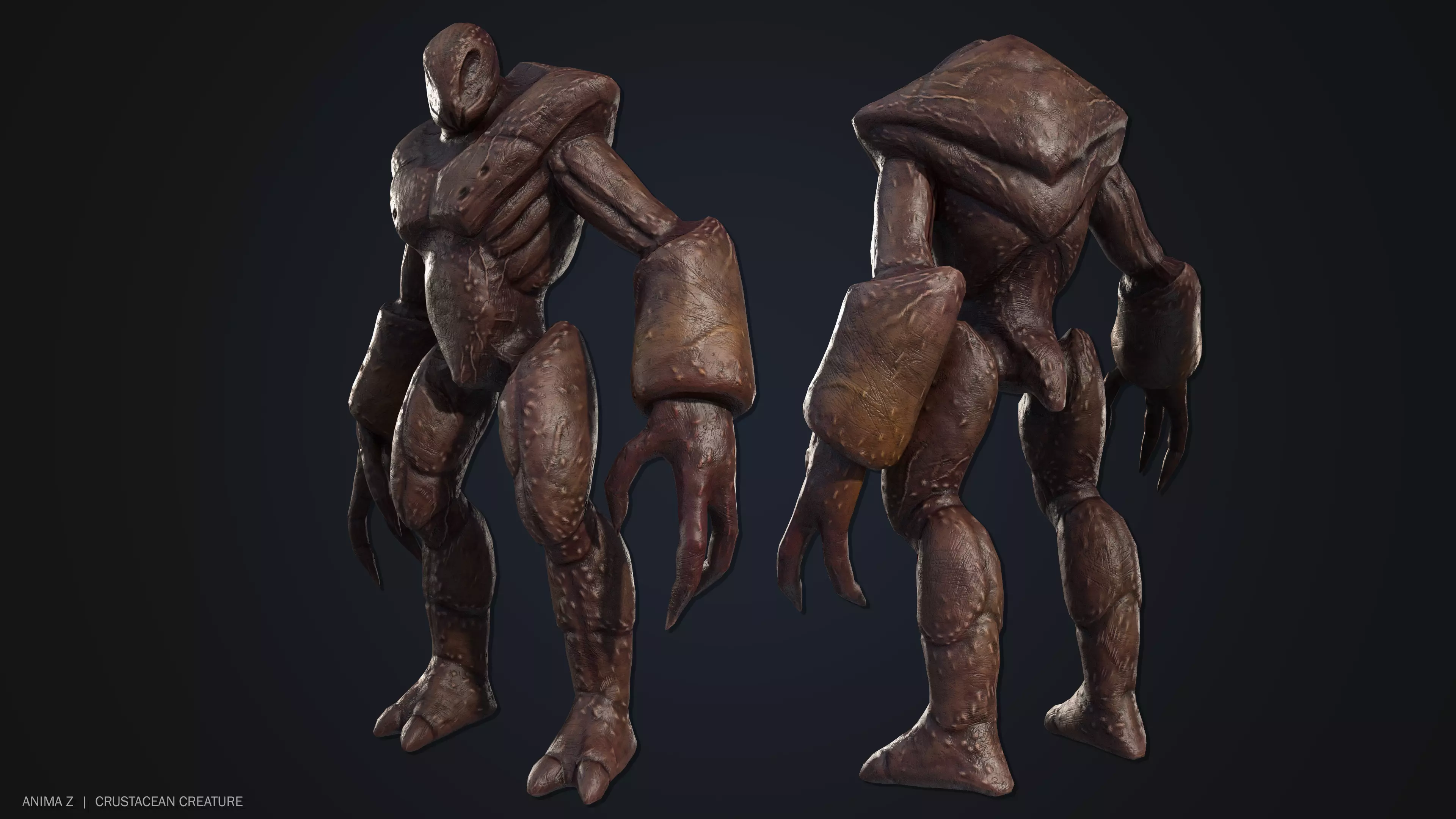 Crustacean creature Low-poly 3D model_0