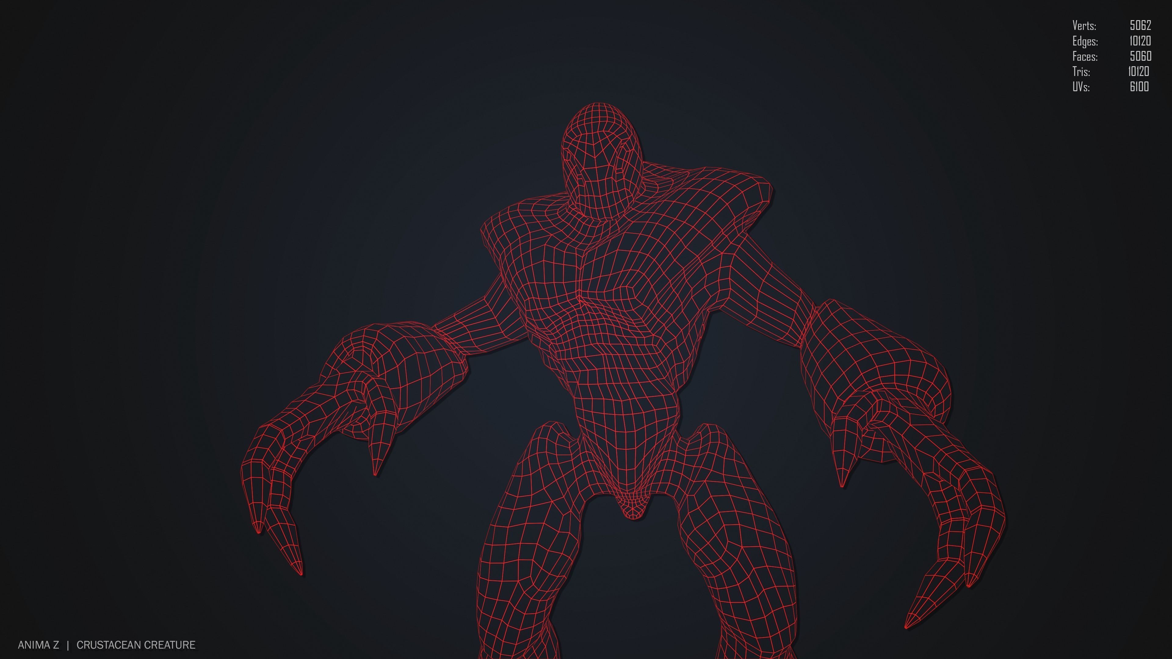 Crustacean creature Low-poly 3D model_13