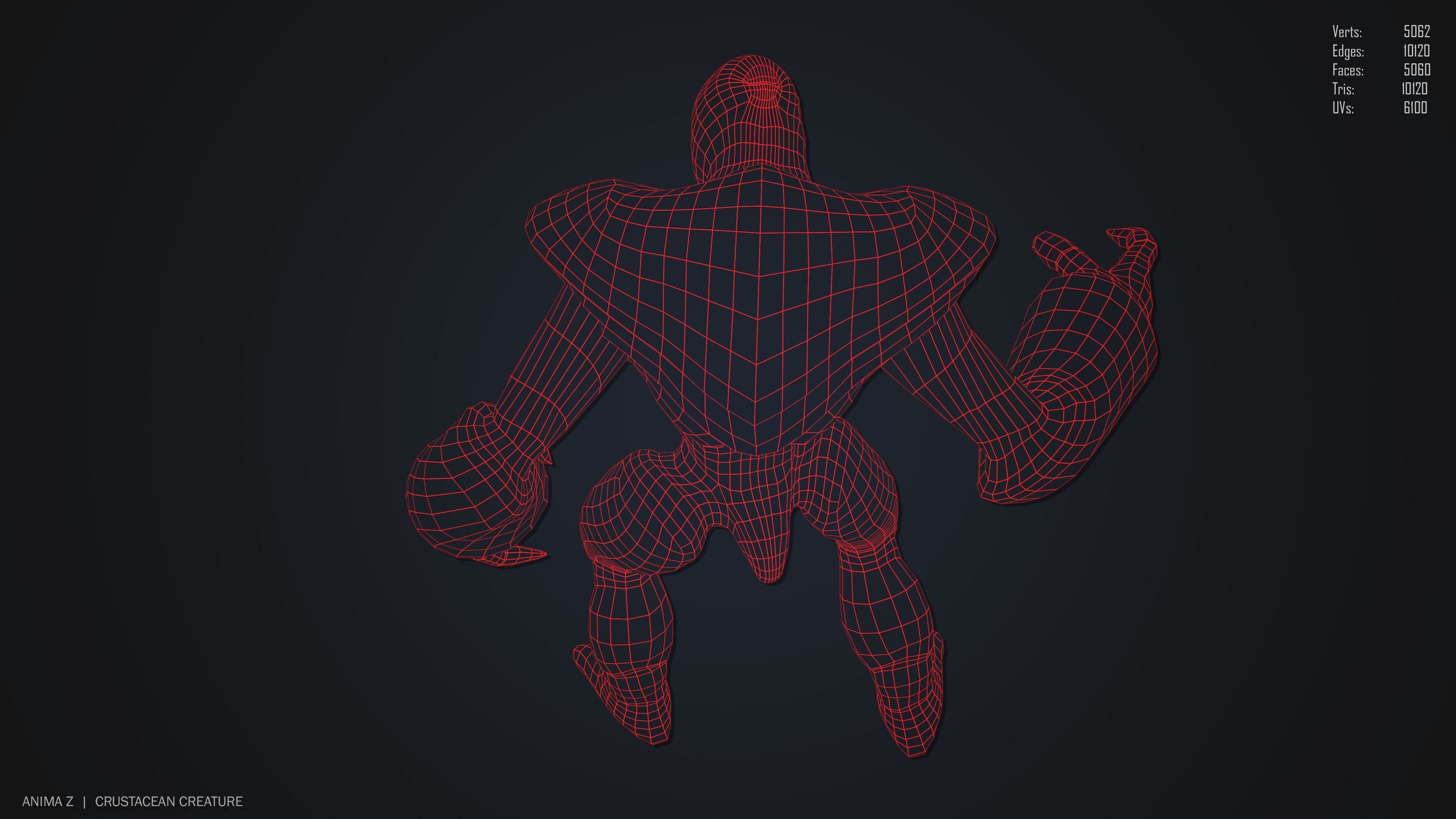 Crustacean creature Low-poly 3D model_14