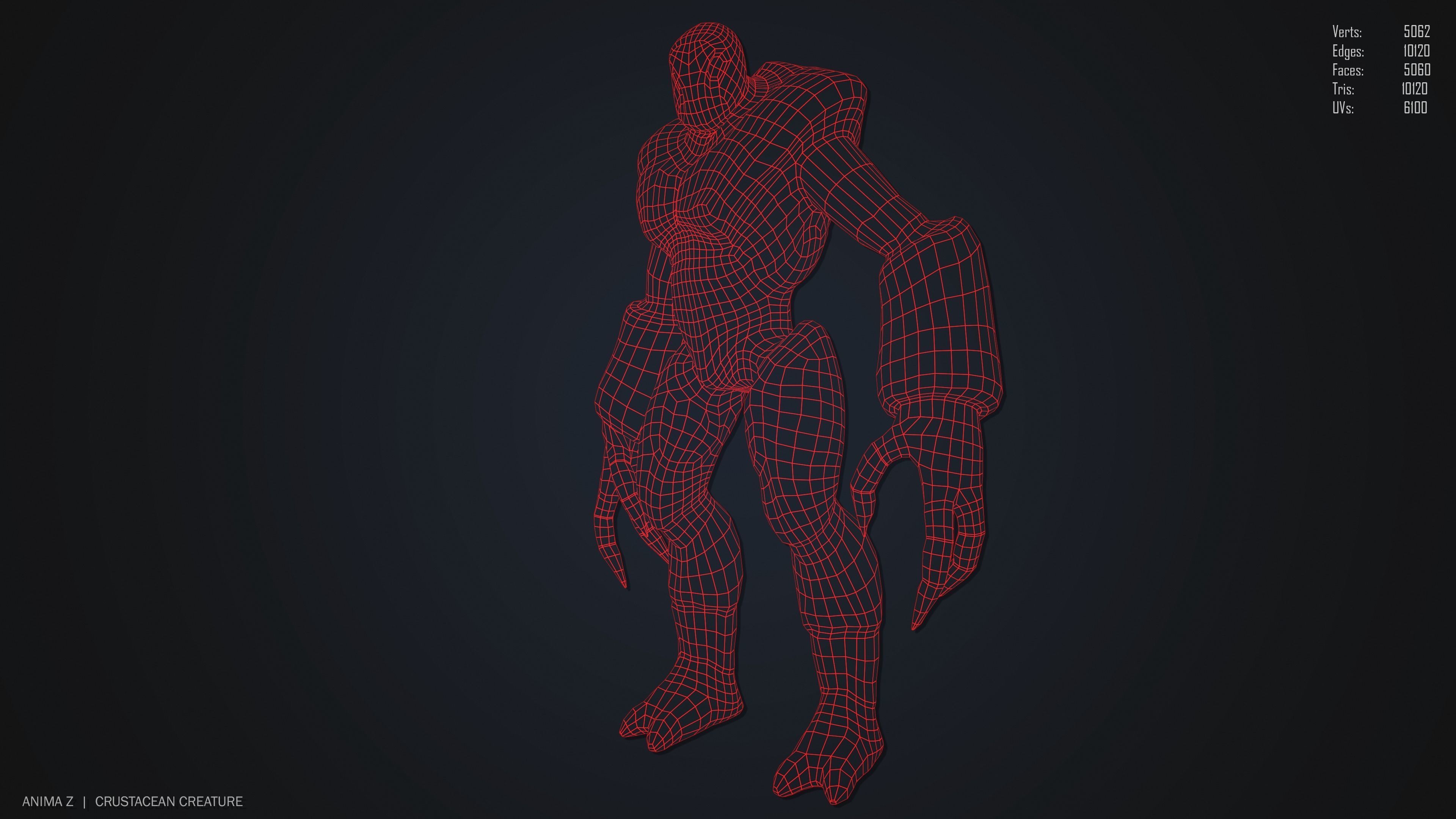 Crustacean creature Low-poly 3D model_10