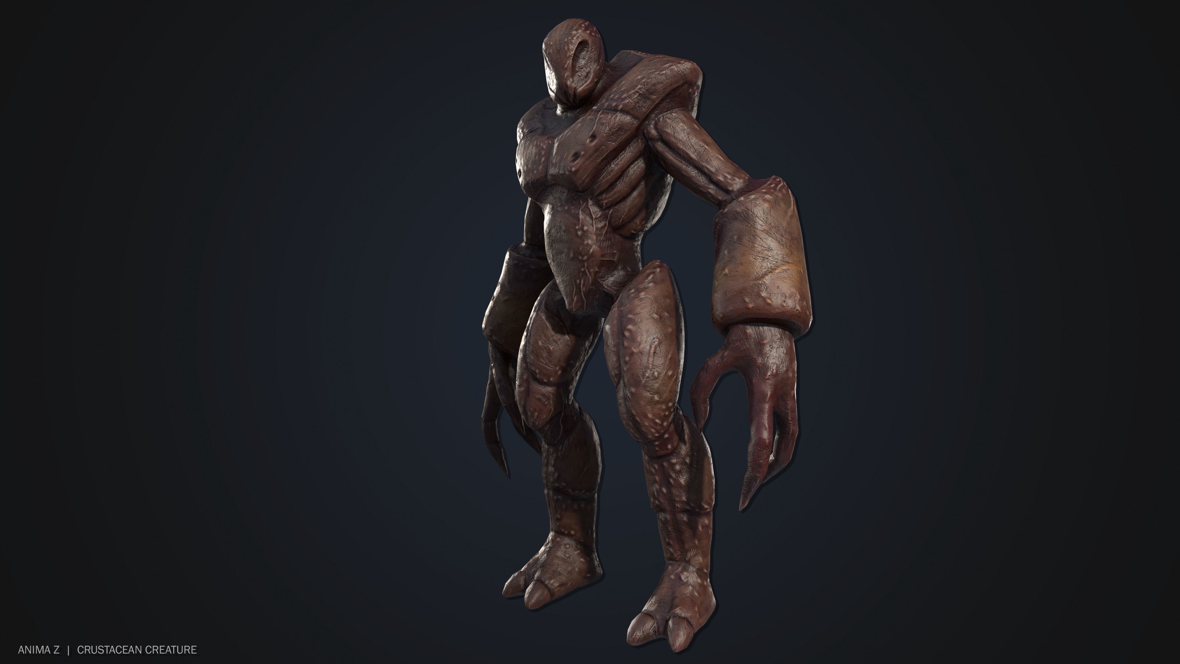 Crustacean creature Low-poly 3D model_4