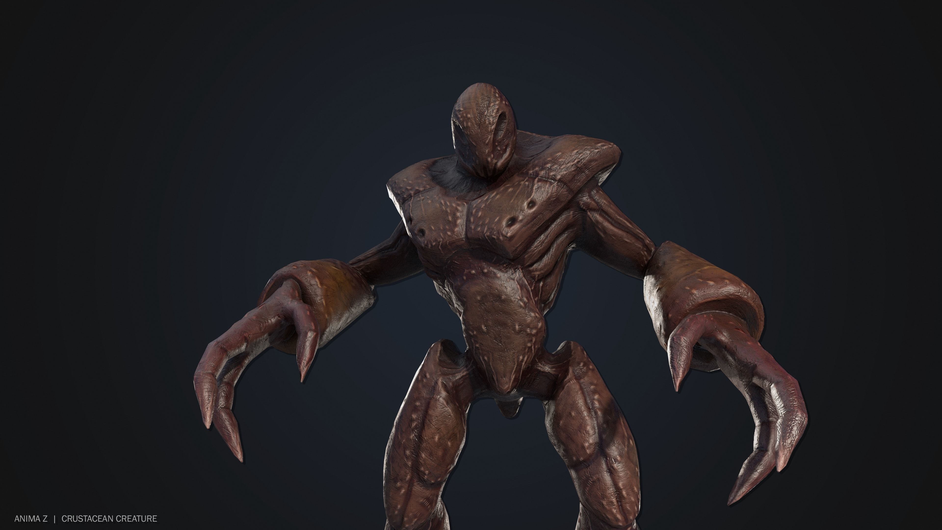 Crustacean creature Low-poly 3D model_7