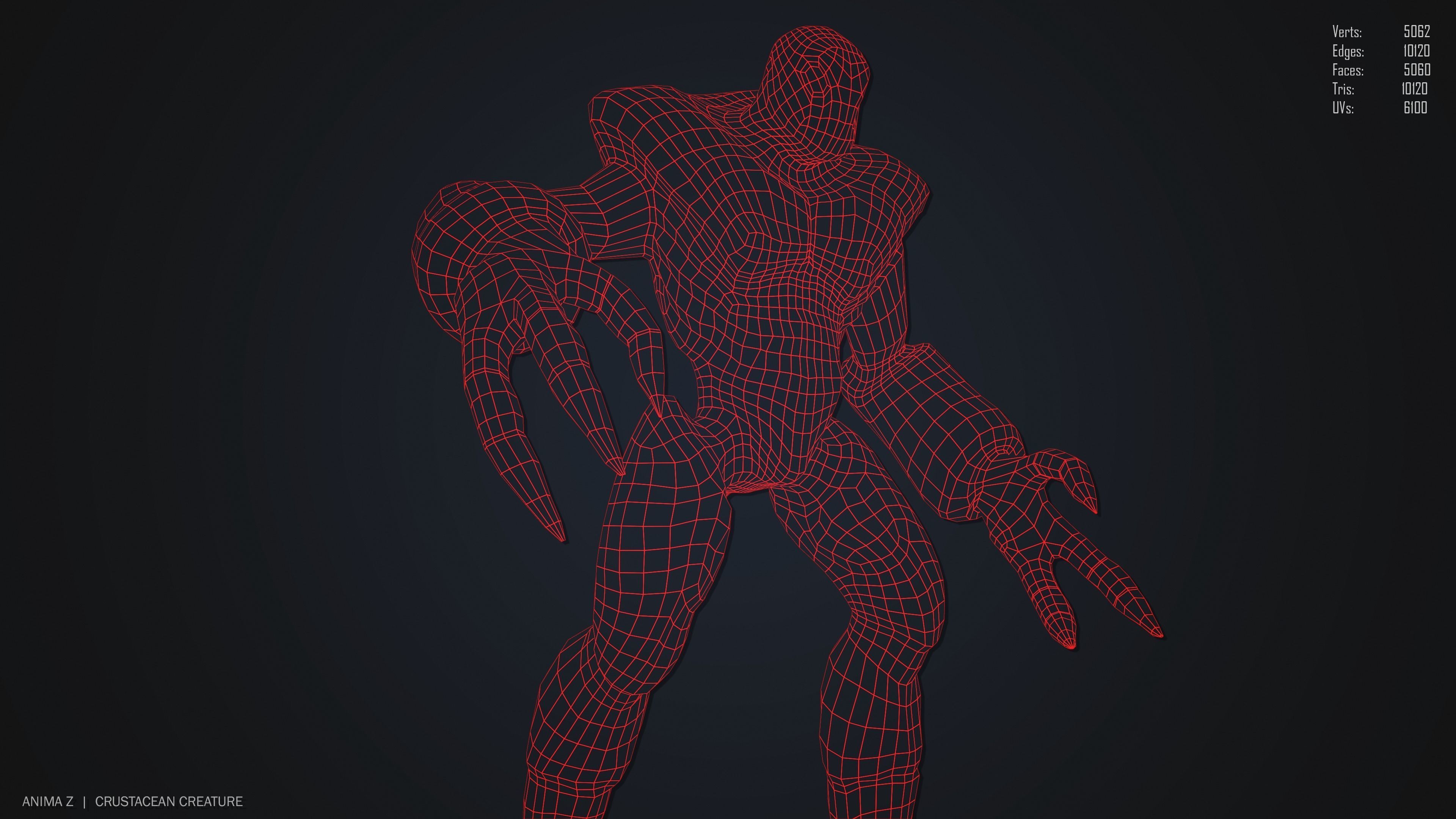 Crustacean creature Low-poly 3D model_12