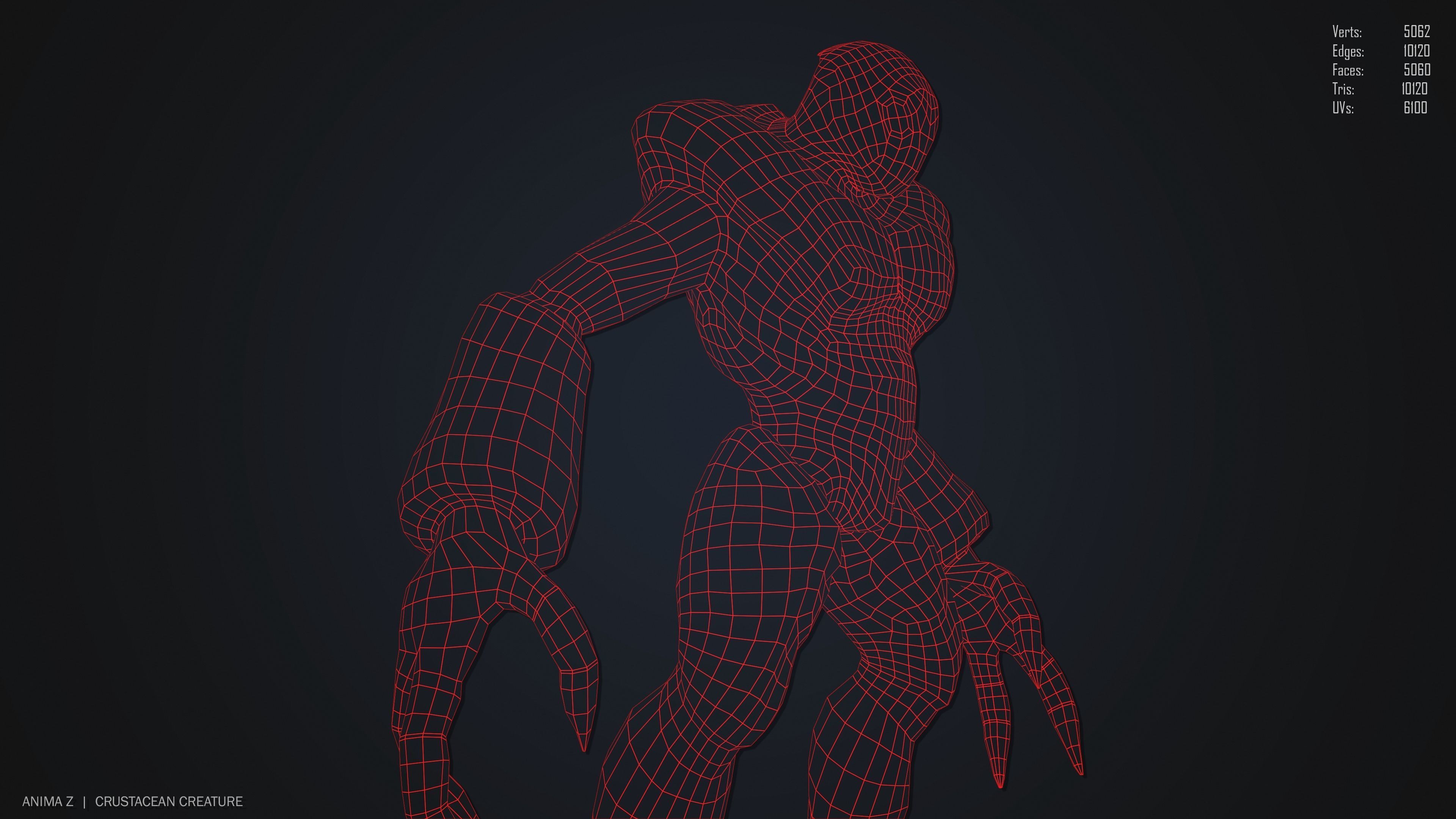 Crustacean creature Low-poly 3D model_15