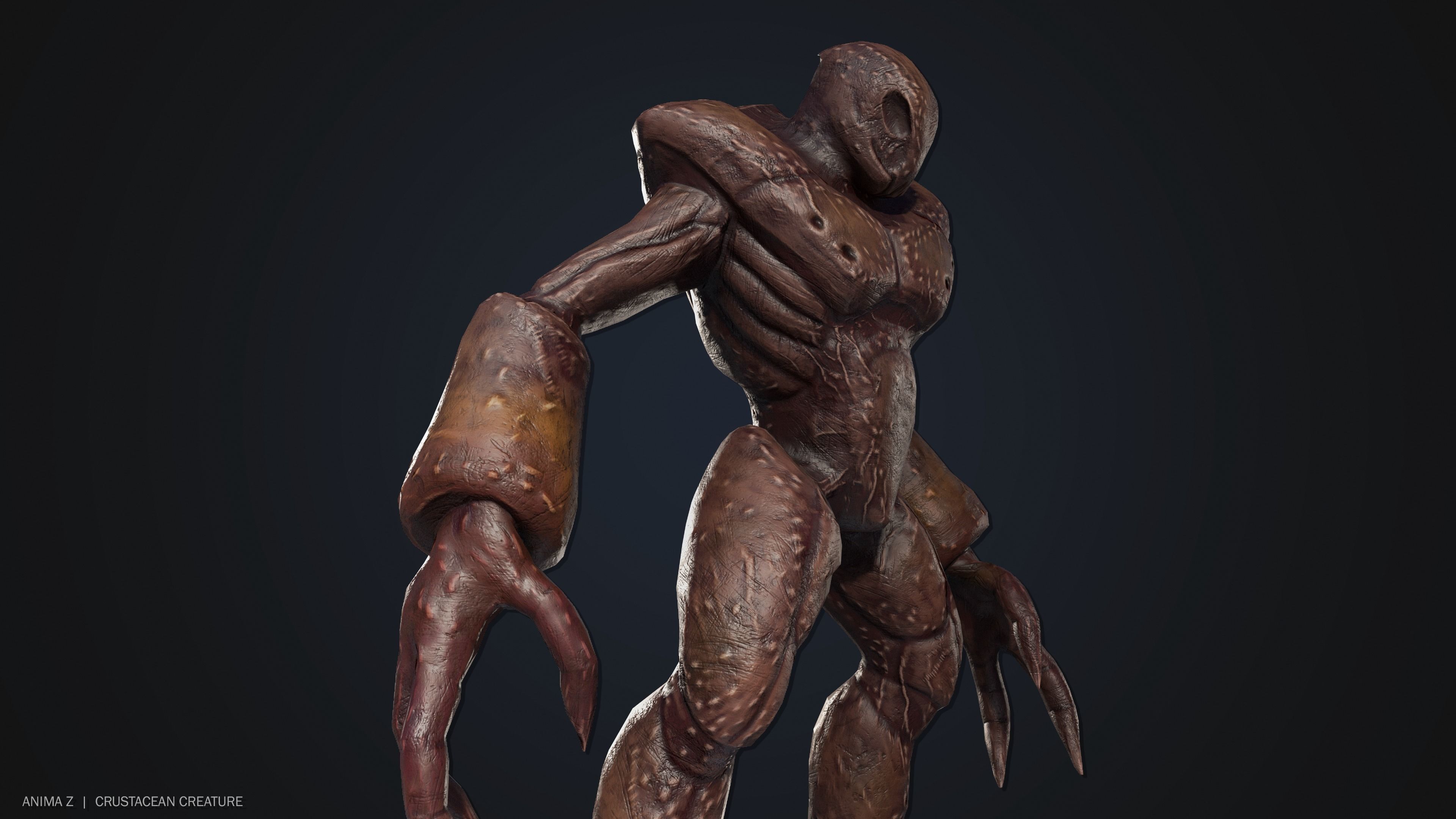 Crustacean creature Low-poly 3D model_6