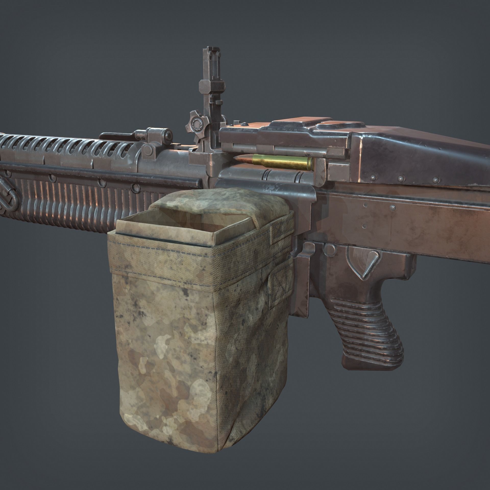 M60 Machine Gun Low-poly 3D model_8