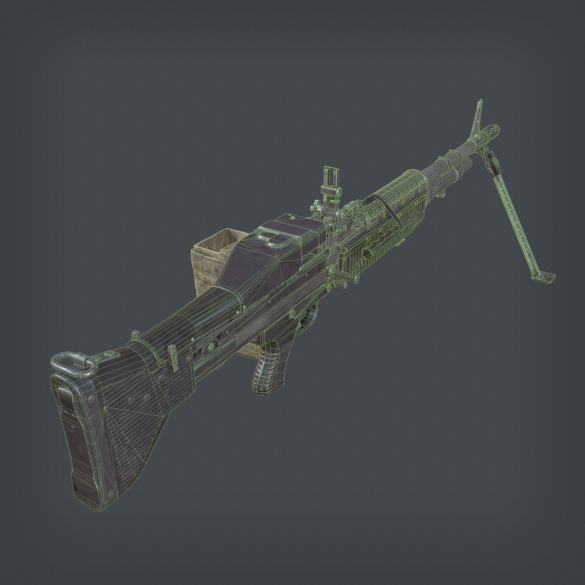 M60 Machine Gun Low-poly 3D model_13