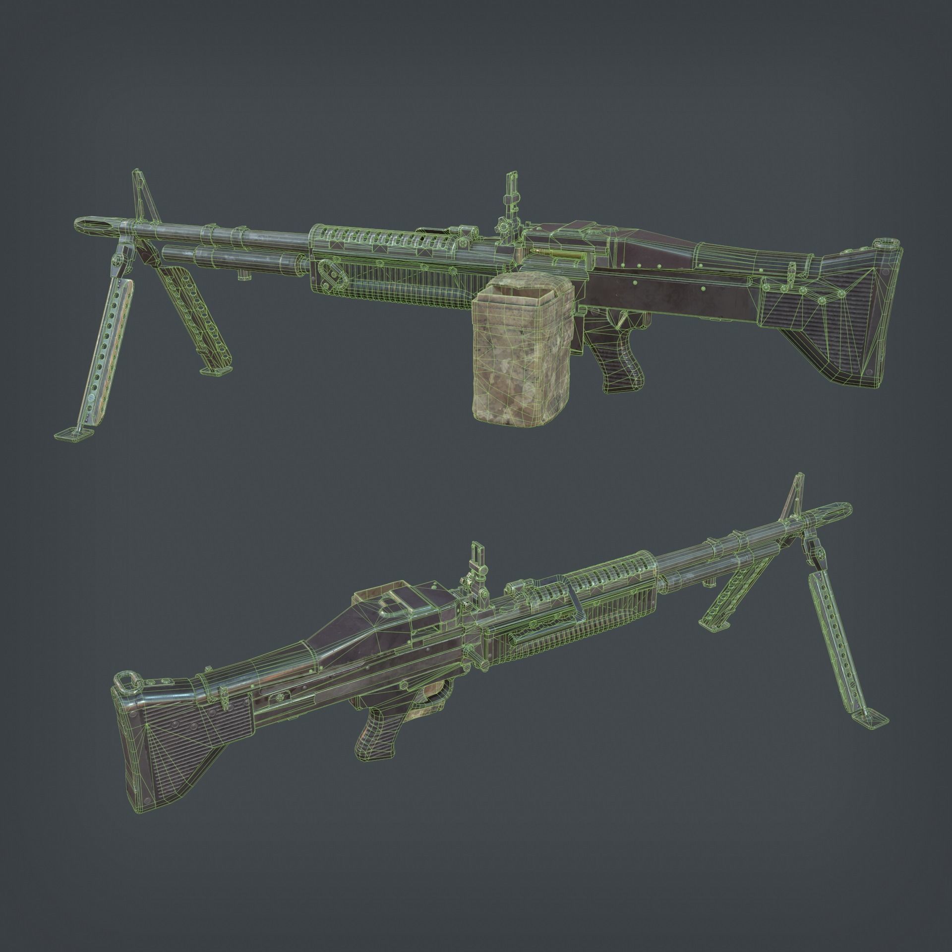 M60 Machine Gun Low-poly 3D model_12