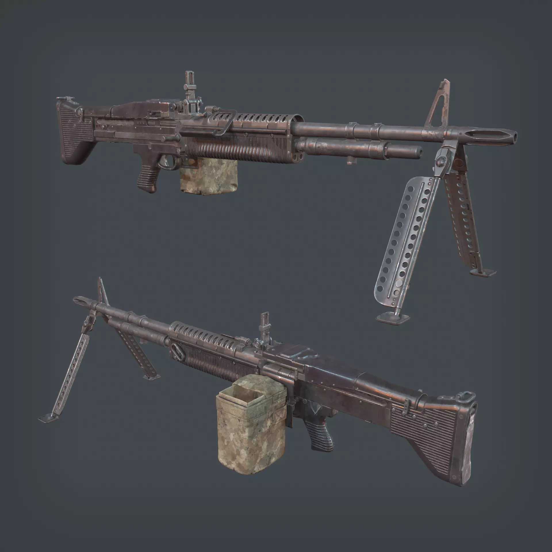 M60 Machine Gun Low-poly 3D model_0