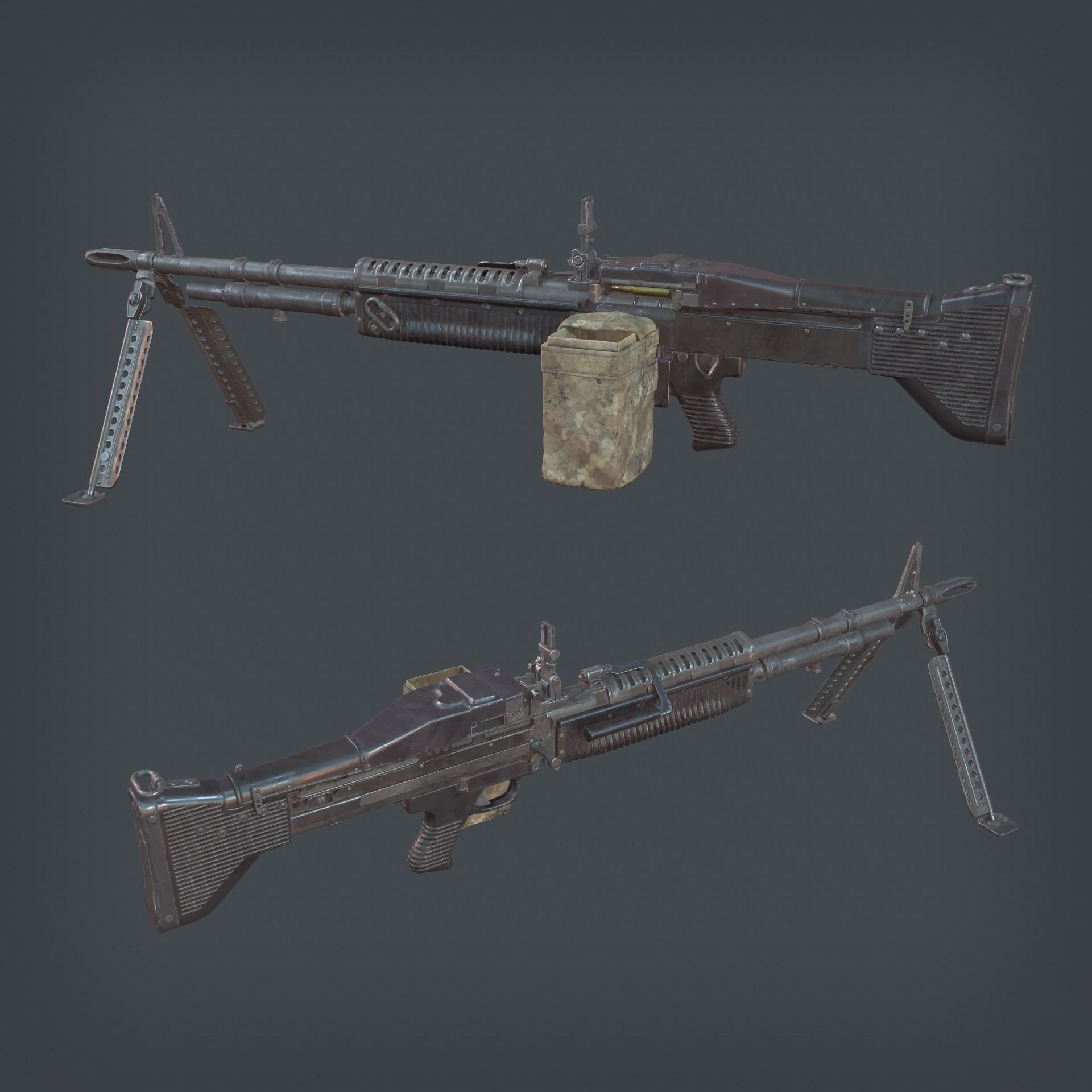 M60 Machine Gun Low-poly 3D model_2