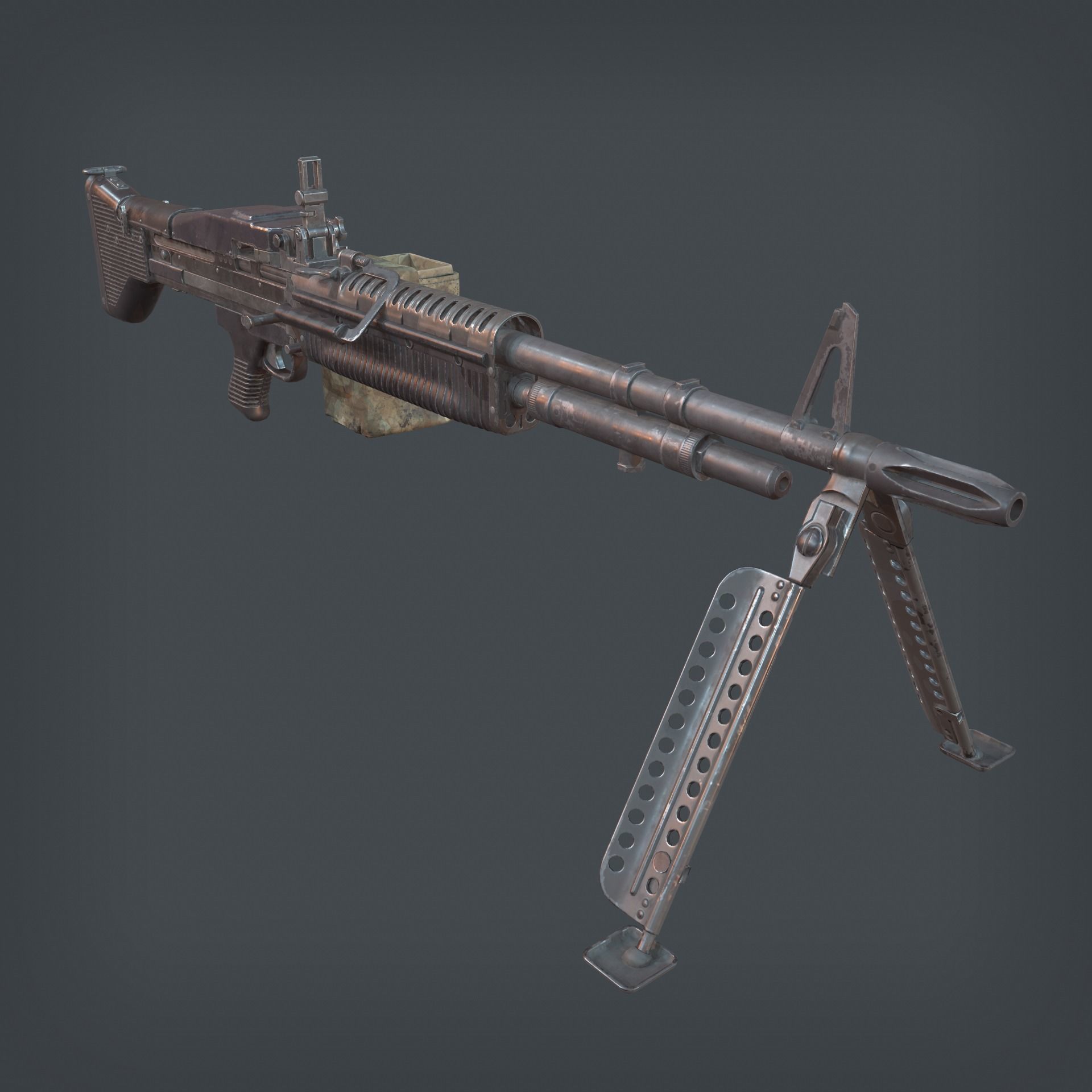 M60 Machine Gun Low-poly 3D model_5