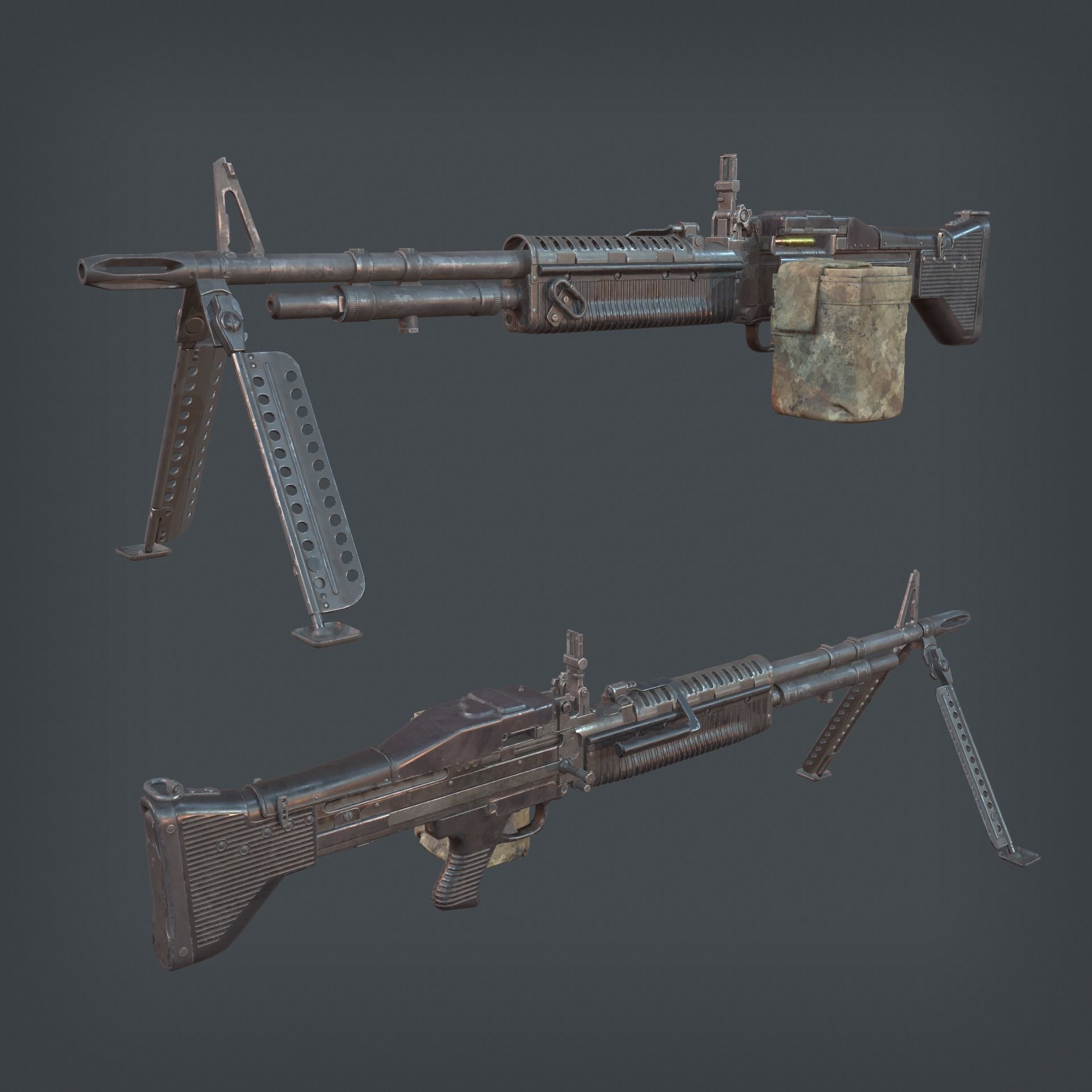 M60 Machine Gun Low-poly 3D model_1