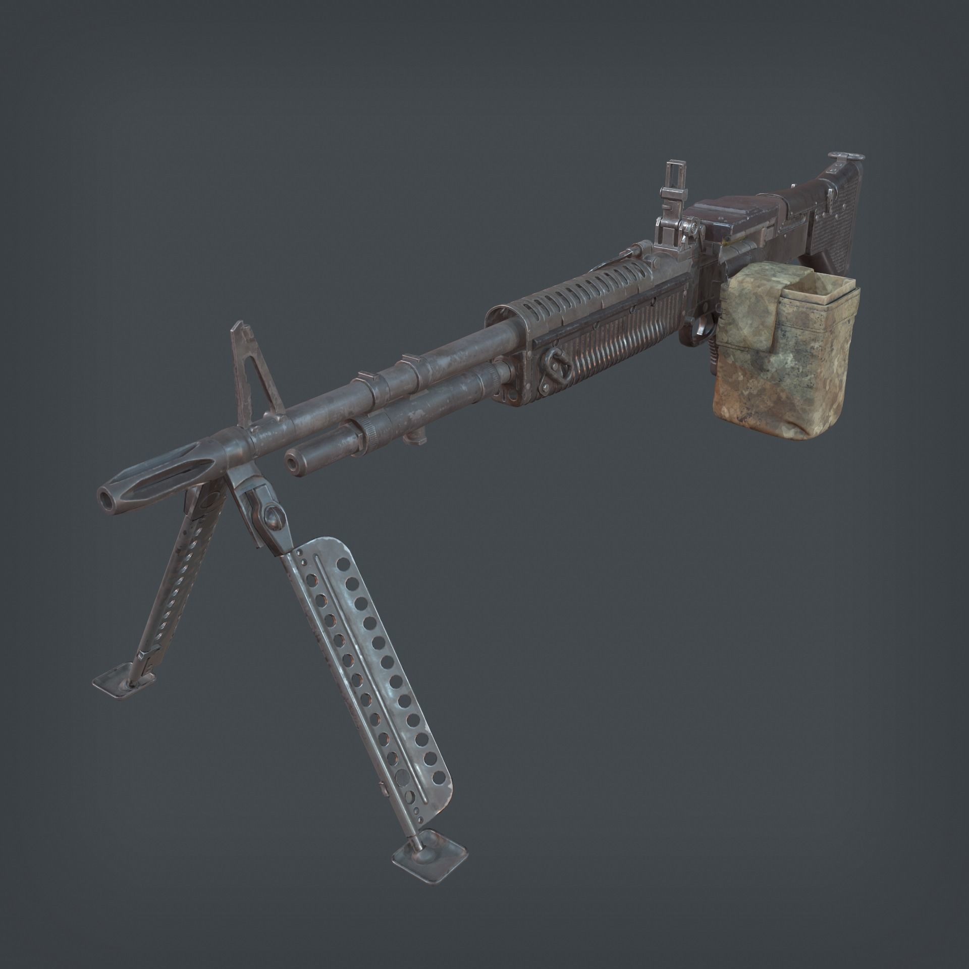 M60 Machine Gun Low-poly 3D model_4