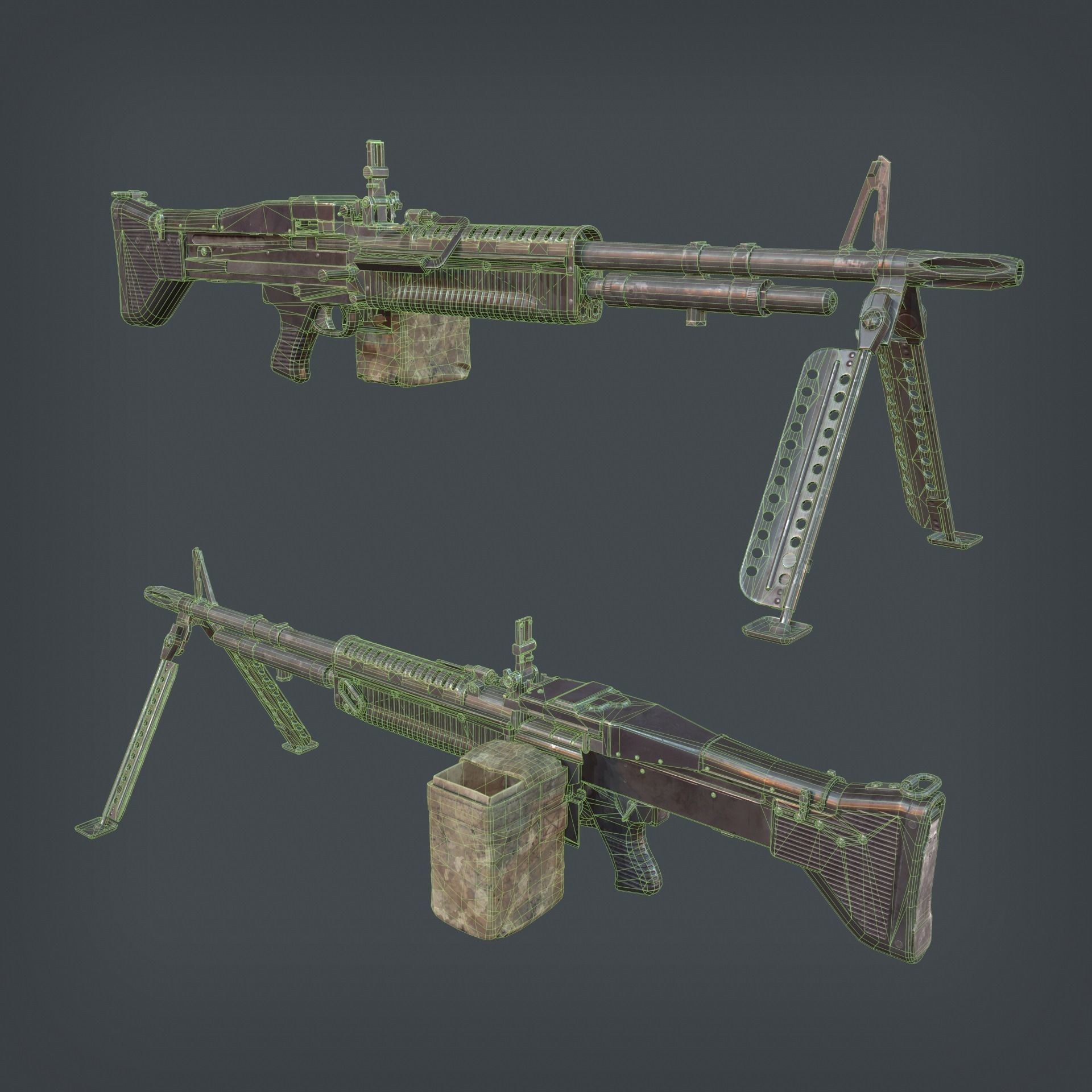 M60 Machine Gun Low-poly 3D model_10