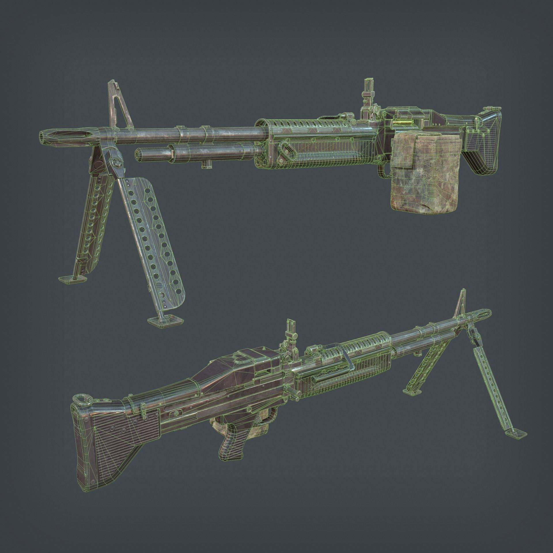 M60 Machine Gun Low-poly 3D model_11