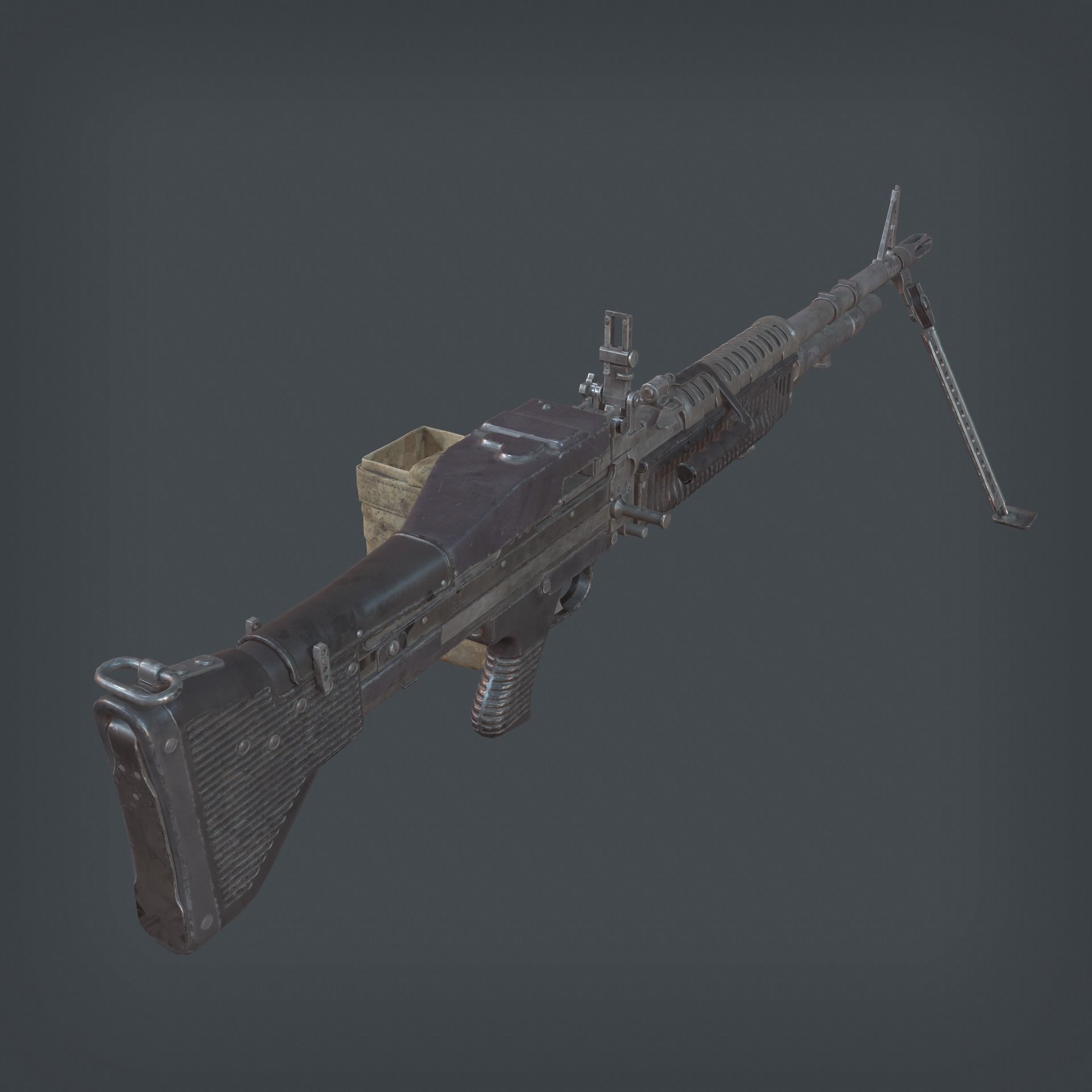 M60 Machine Gun Low-poly 3D model_3