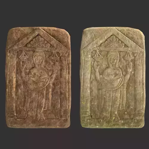 Medieval Designed Grave Stone  Low-poly 3D model