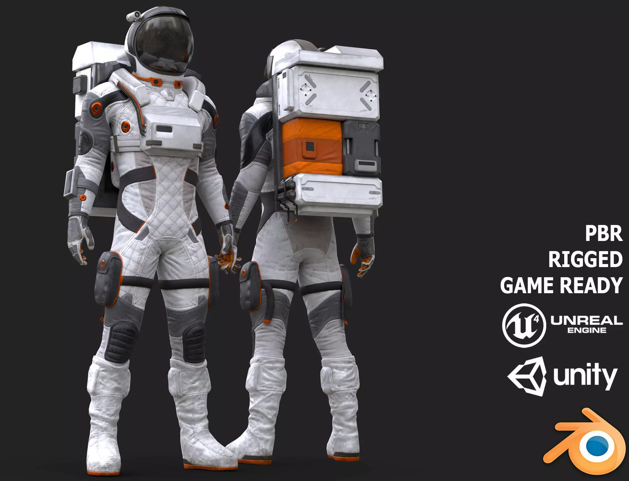 MX02 Male Space Suit LITE VERSION Low-poly 3D model_0