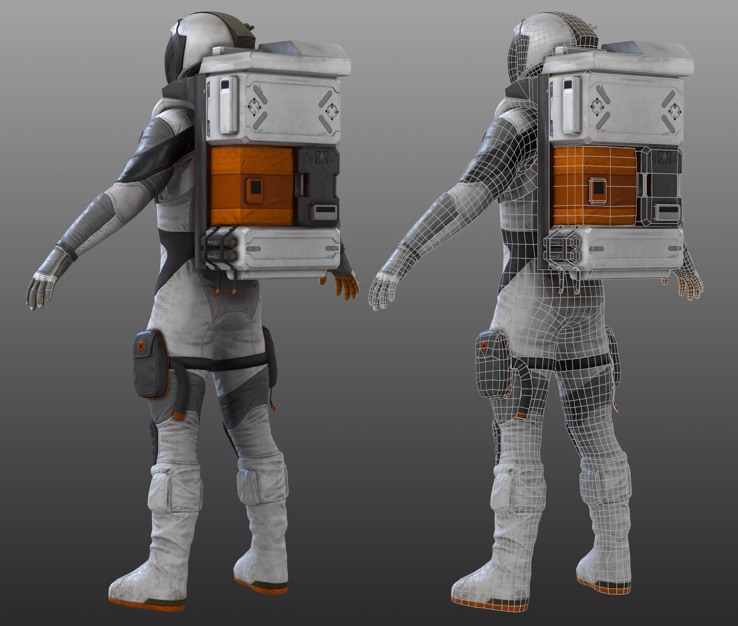 MX02 Male Space Suit LITE VERSION Low-poly 3D model_6