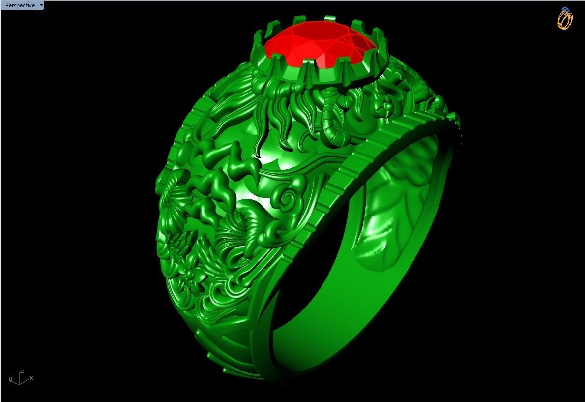 Pattern ring - Sculpture ring - Art ring - Mens ring - N904 3D print model_5