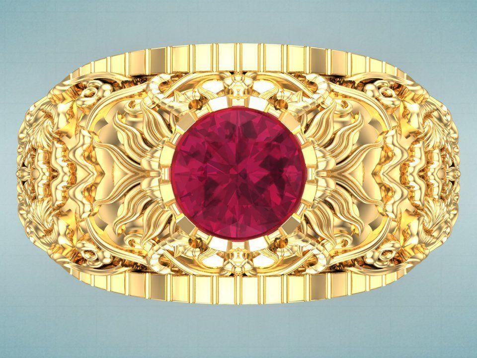 Pattern ring - Sculpture ring - Art ring - Mens ring - N904 3D print model_4