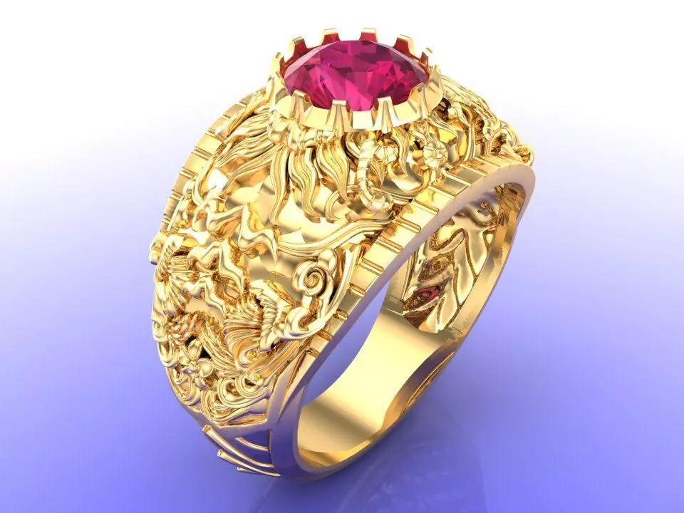 Pattern ring - Sculpture ring - Art ring - Mens ring - N904 3D print model_0