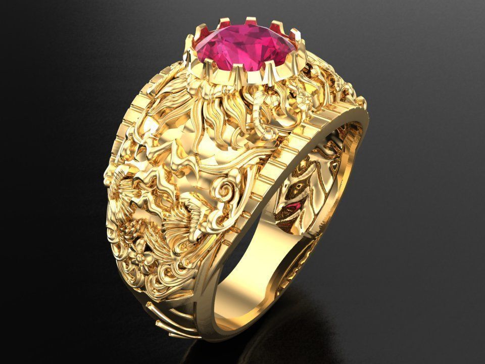 Pattern ring - Sculpture ring - Art ring - Mens ring - N904 3D print model_1