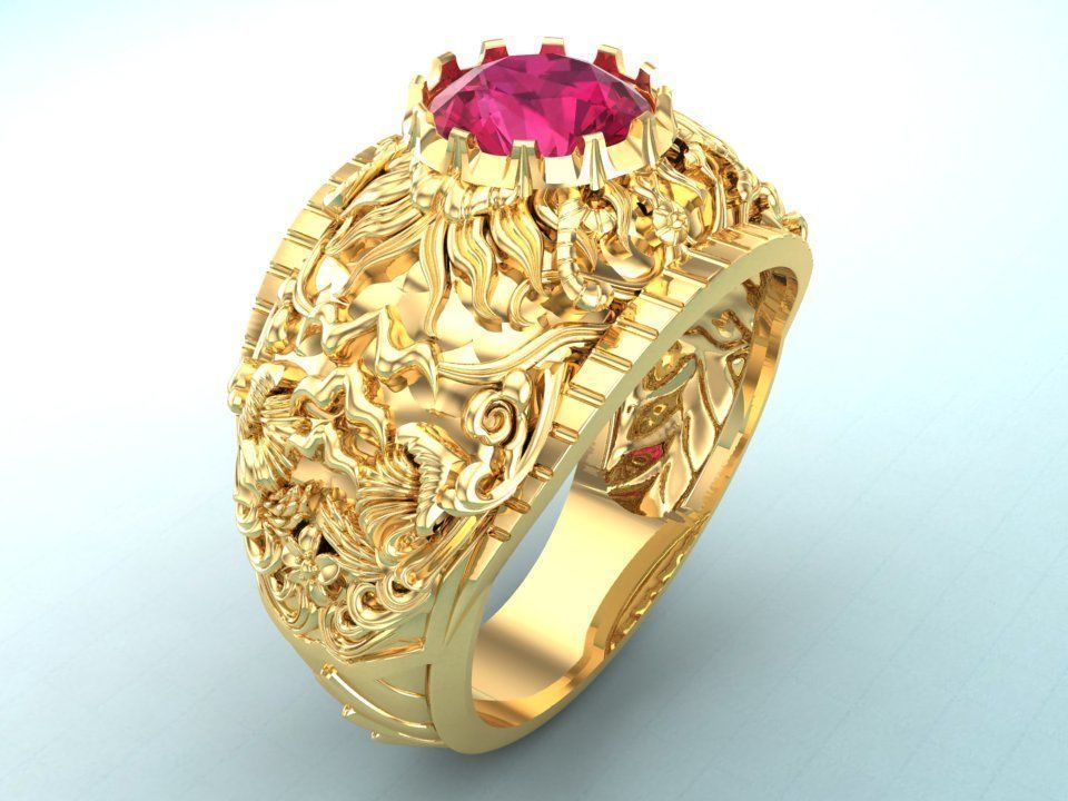 Pattern ring - Sculpture ring - Art ring - Mens ring - N904 3D print model_2