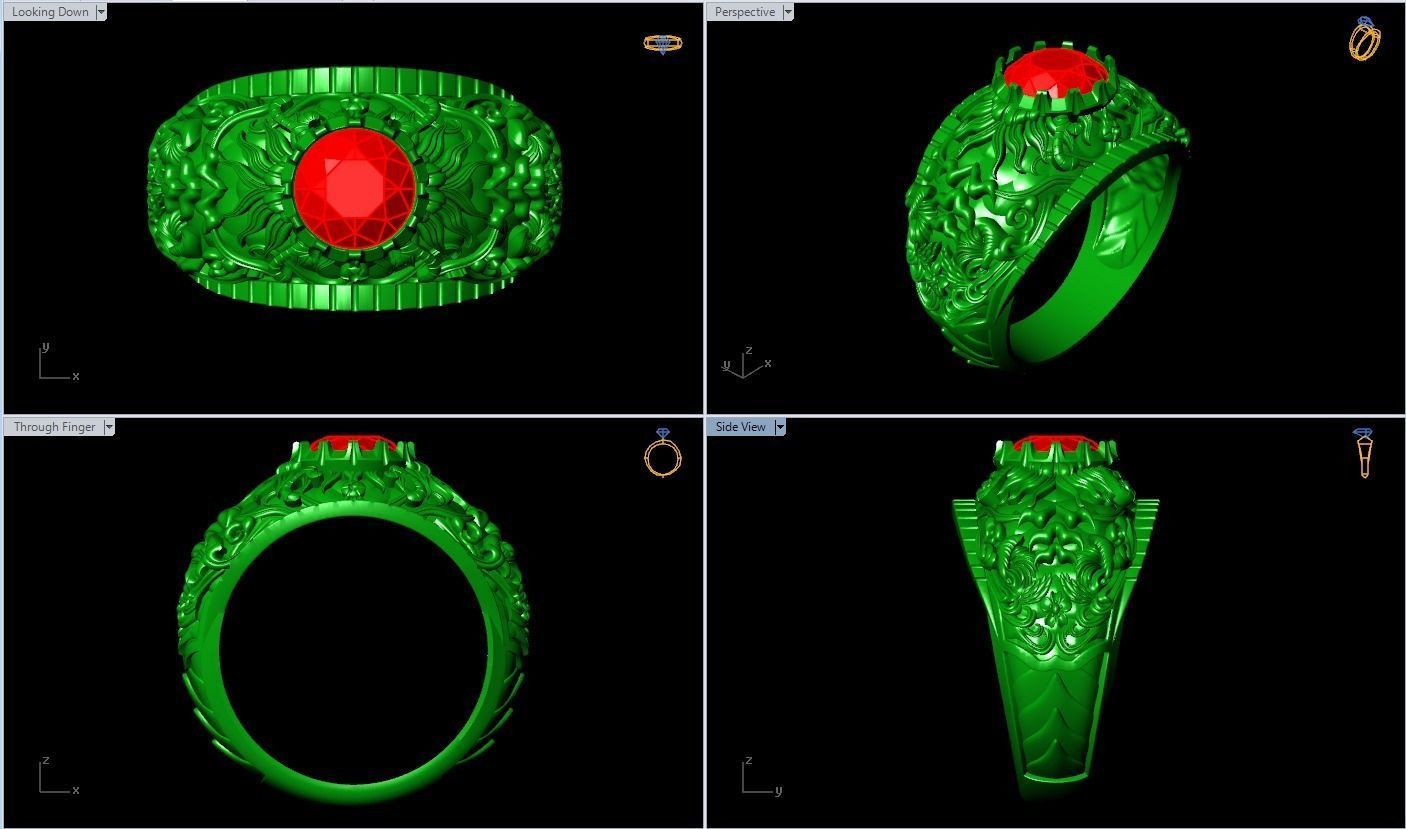 Pattern ring - Sculpture ring - Art ring - Mens ring - N904 3D print model_6