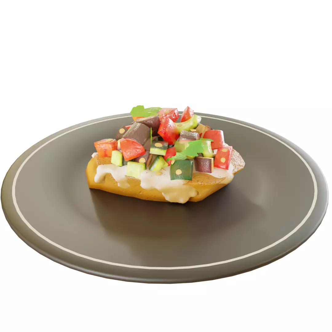 Ratatouille with bread cartoon style 3D model_0