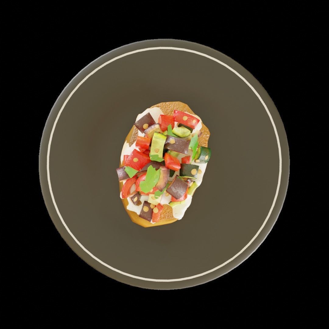 Ratatouille with bread cartoon style 3D model_8