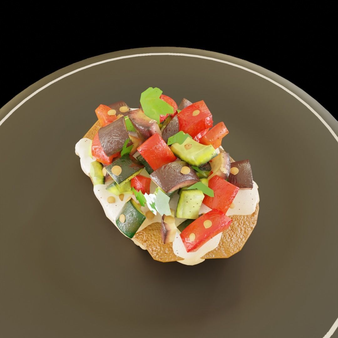 Ratatouille with bread cartoon style 3D model_7