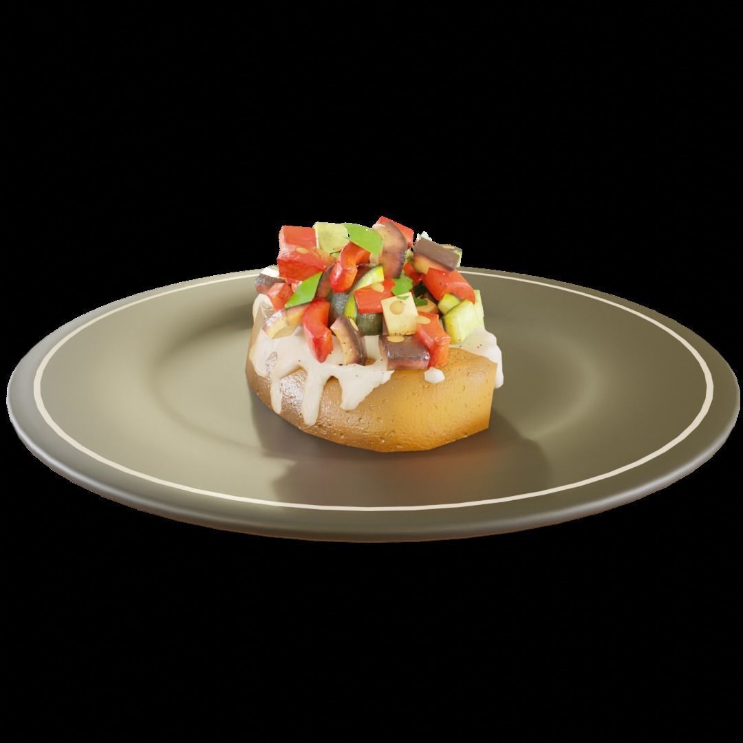 Ratatouille with bread cartoon style 3D model_5