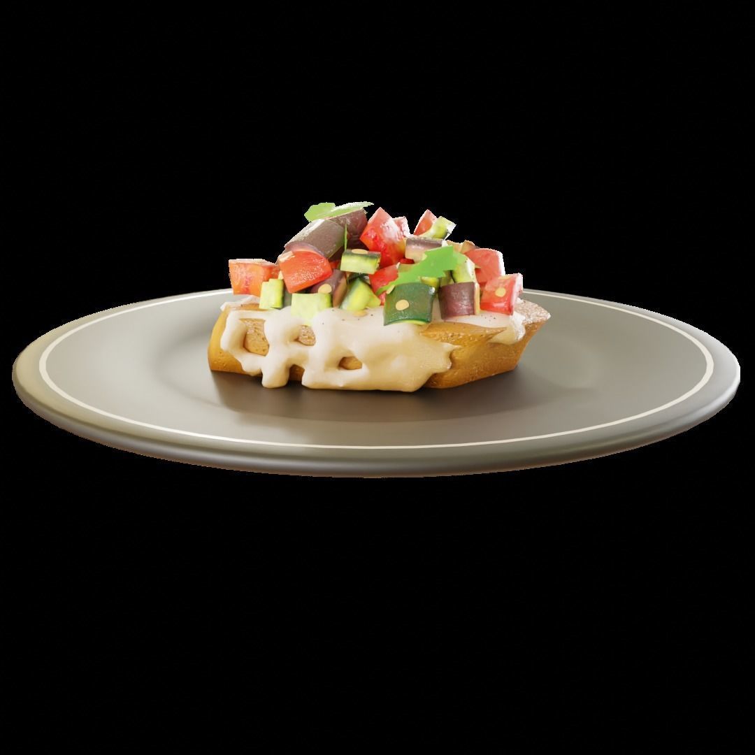 Ratatouille with bread cartoon style 3D model_4