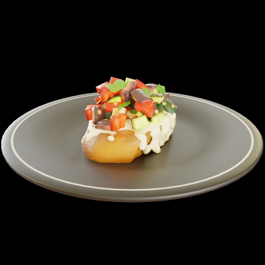 Ratatouille with bread cartoon style 3D model_1