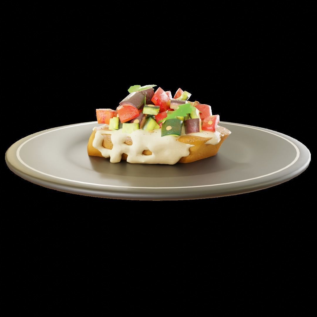 Ratatouille with bread cartoon style 3D model_3