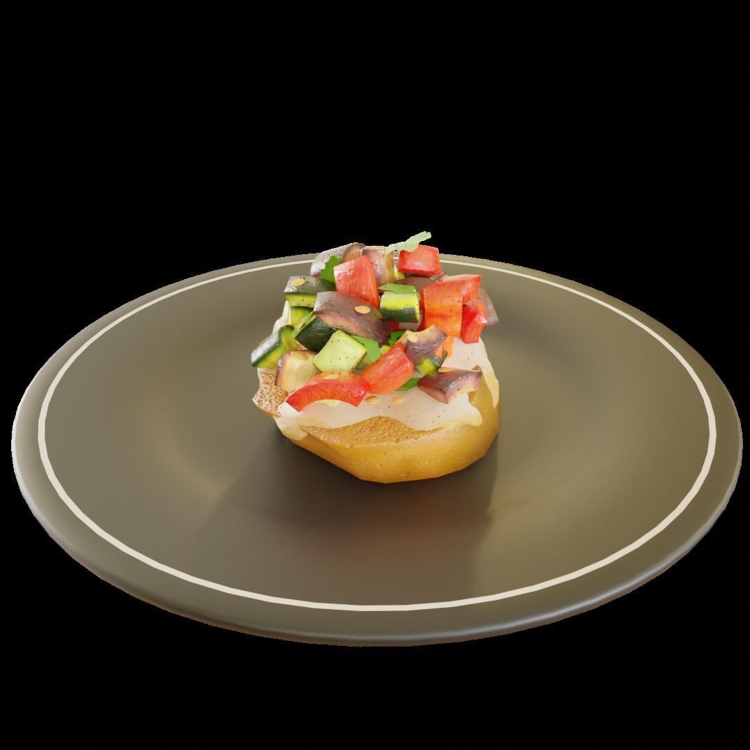 Ratatouille with bread cartoon style 3D model_6