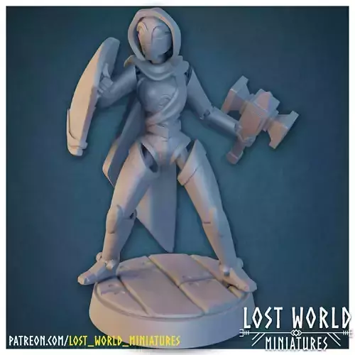 Warforged Cleric - Supported - Miniature