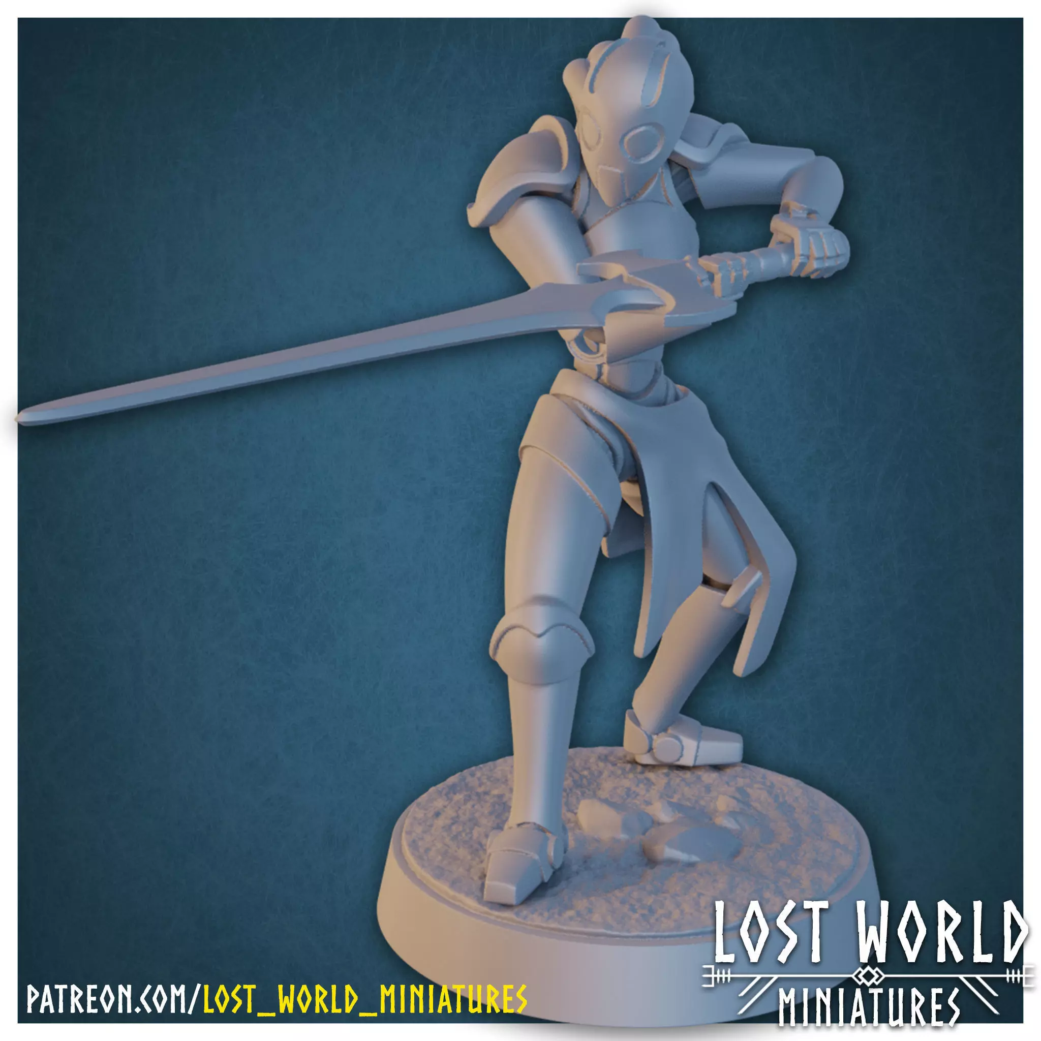 Warforged fighter - Supported - Miniature 3D print model