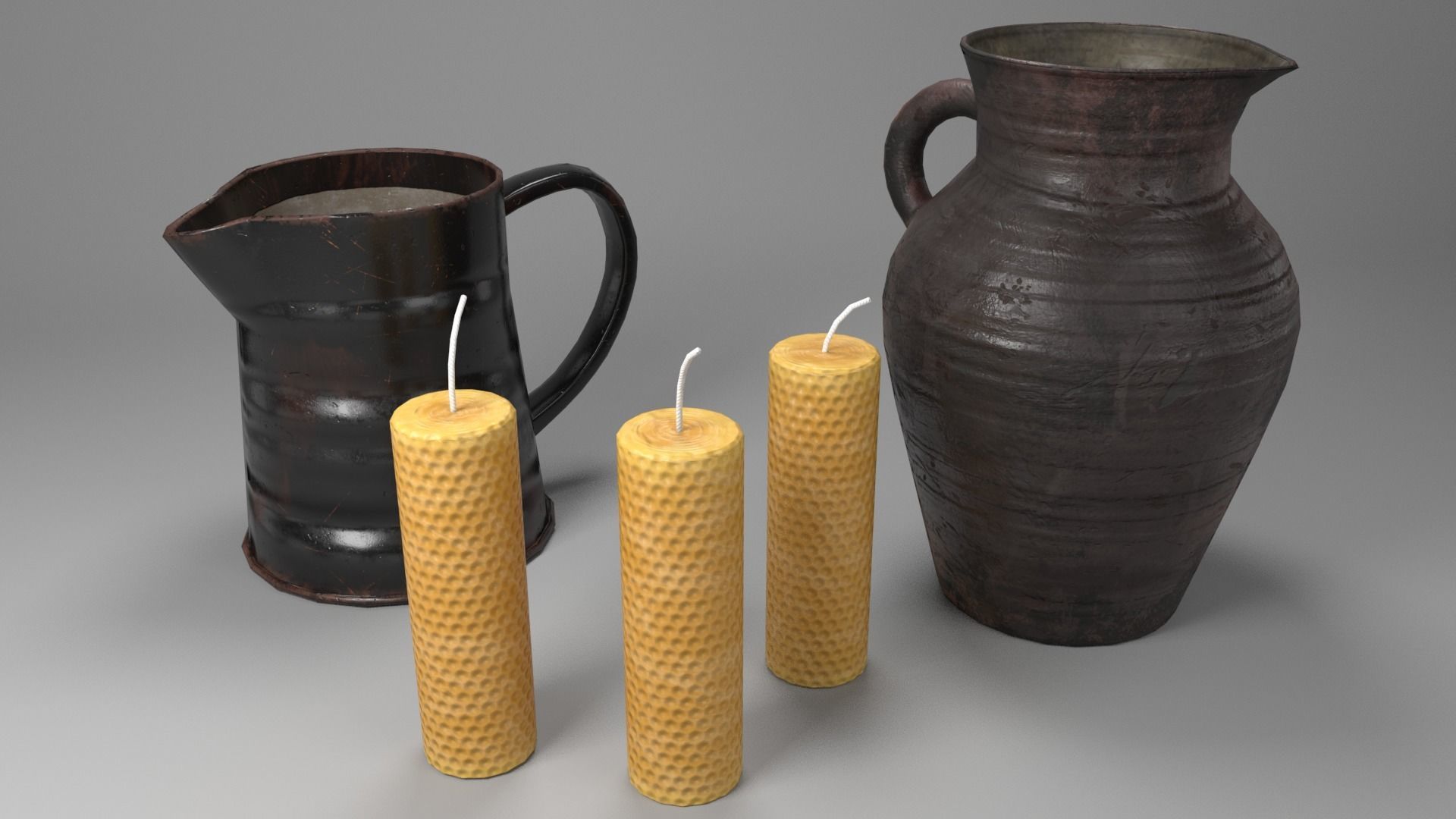 Herb Bowls Scene Low-poly 3D model_5