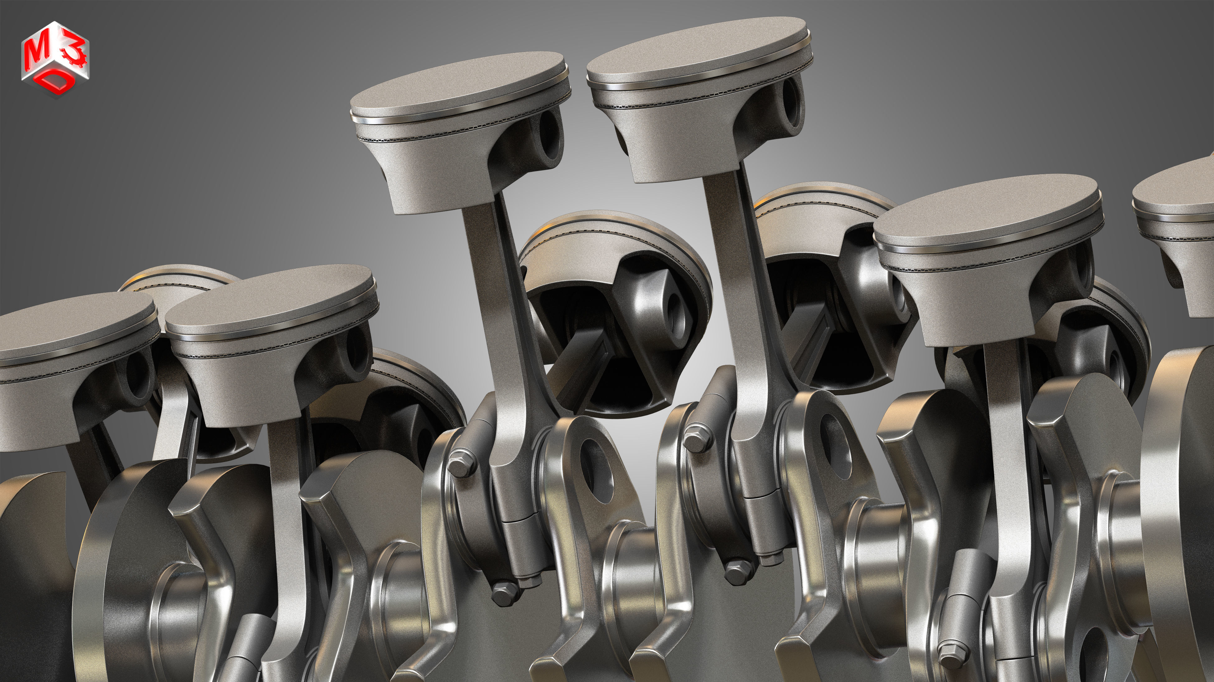 Crankshaft With Pistons - V12 Engine 3D model_11