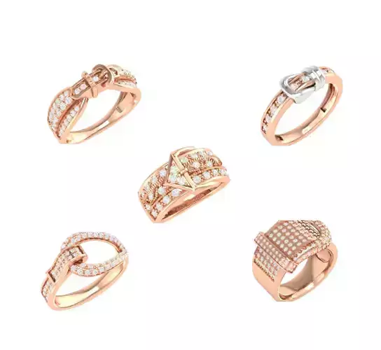 5 Belt Buckle Ring  3D Model Collection